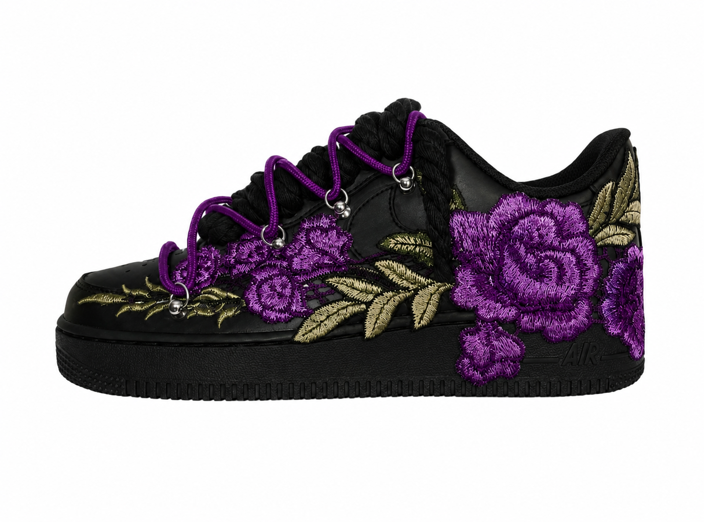 AF1 Preto- Flower + Rope & Double Laces