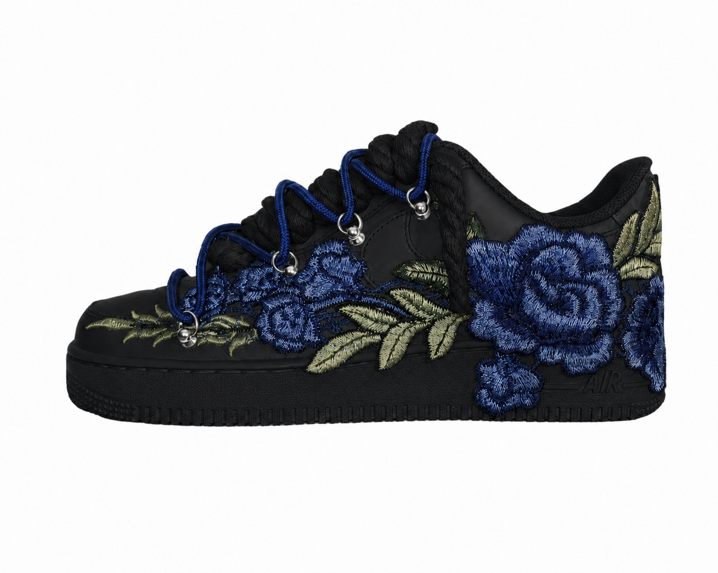 AF1 Preto- Flower + Rope & Double Laces
