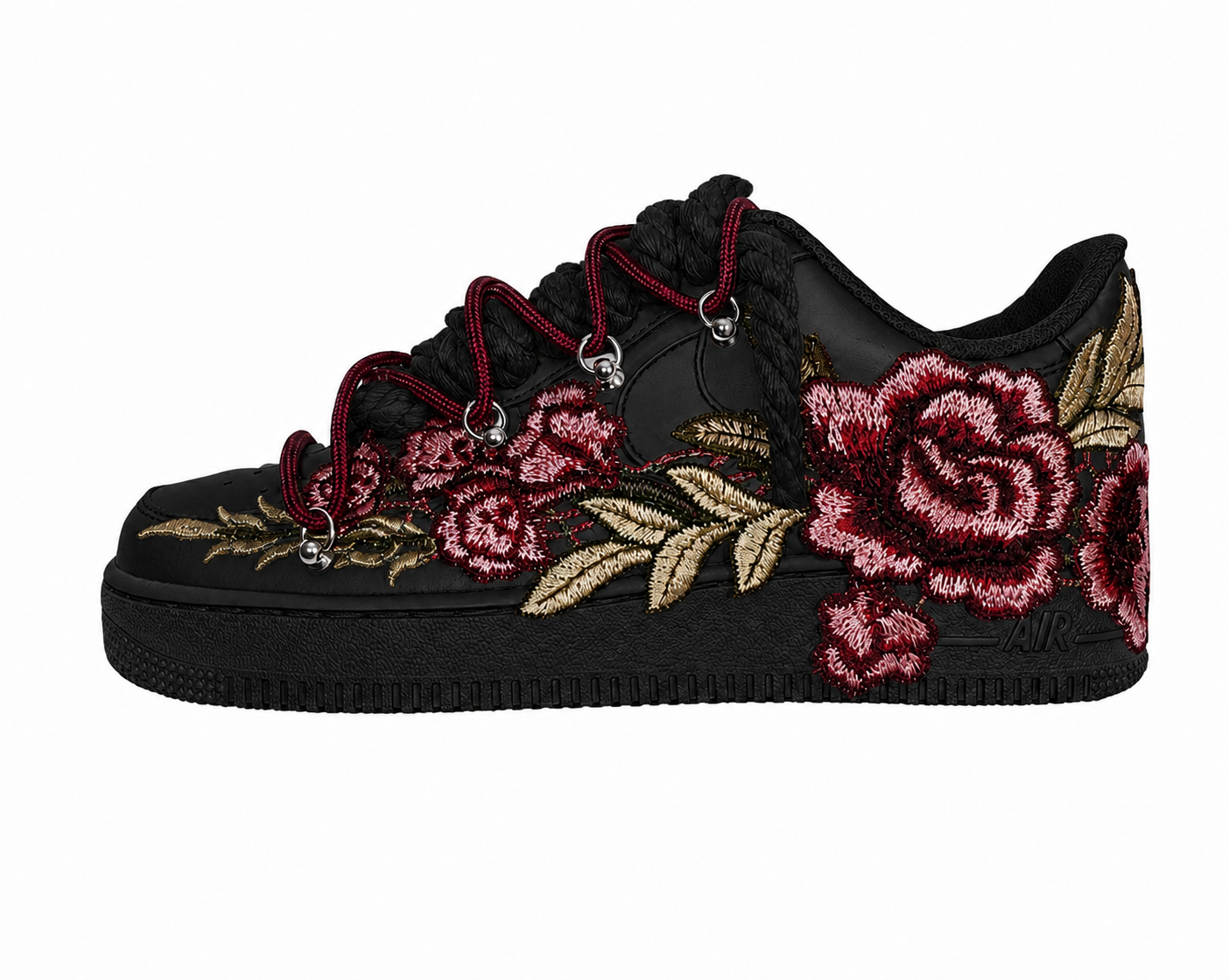 AF1 Preto- Flower + Rope & Double Laces