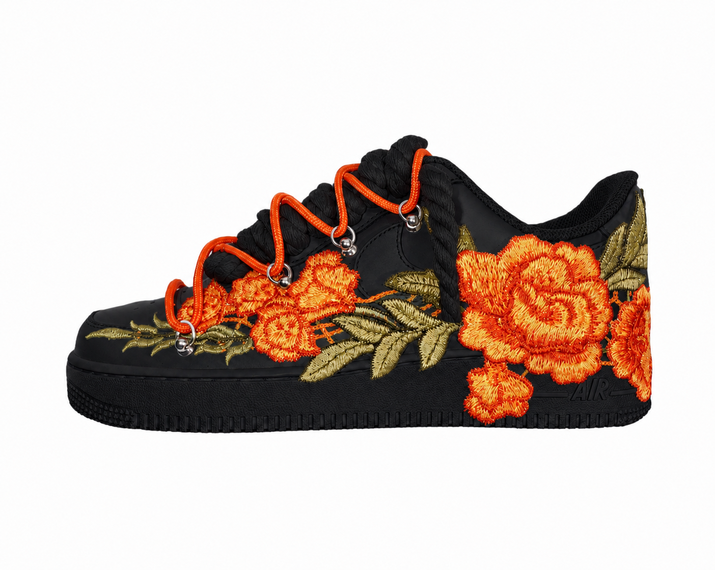 AF1 Preto- Flower + Rope & Double Laces
