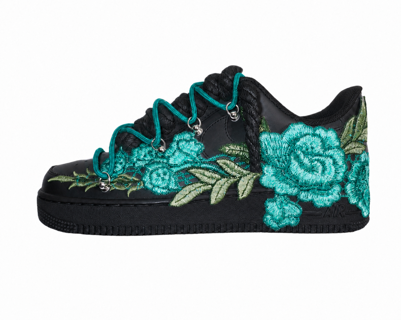 AF1 Preto- Flower + Rope & Double Laces