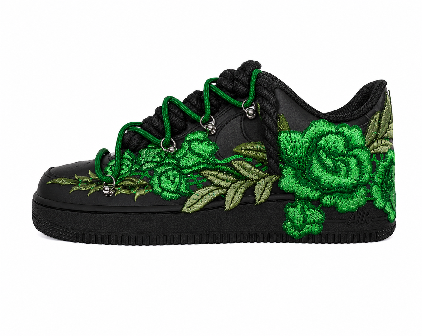 AF1 Preto- Flower + Rope & Double Laces