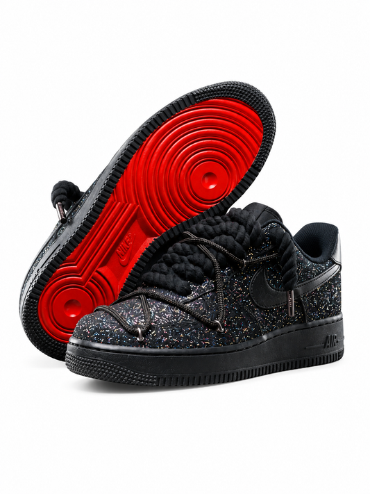 AF1 - Glitter Black RedSoles