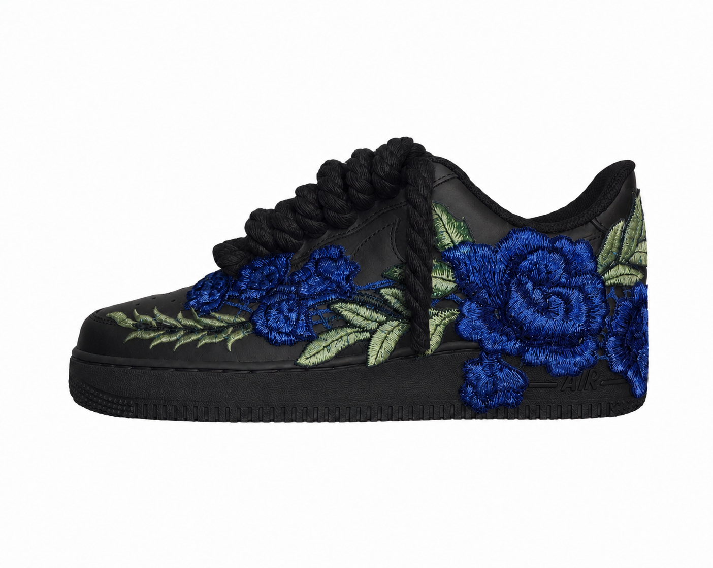 AF1 Preto - Flower + Rope Laces