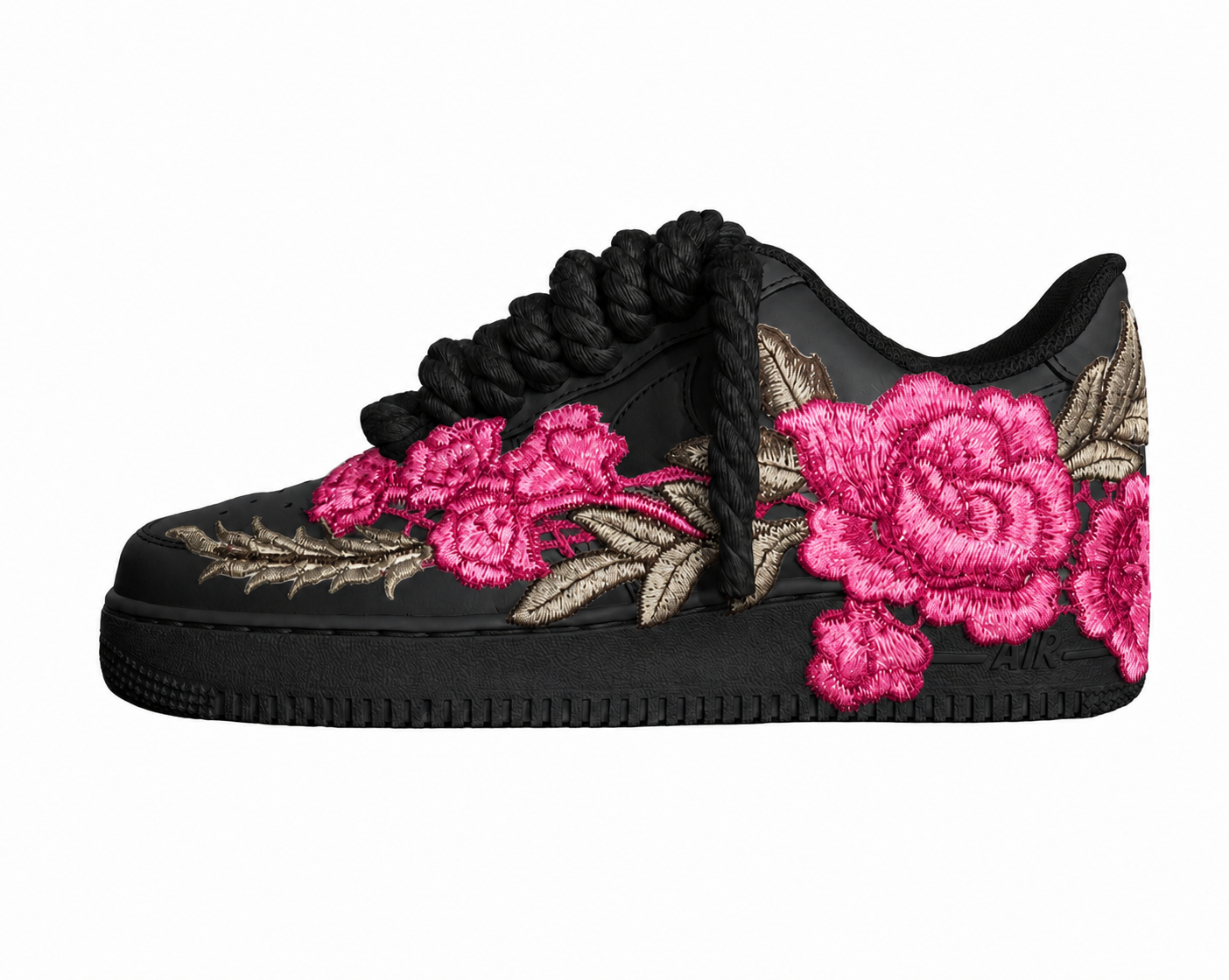 AF1 Preto - Flower + Rope Laces