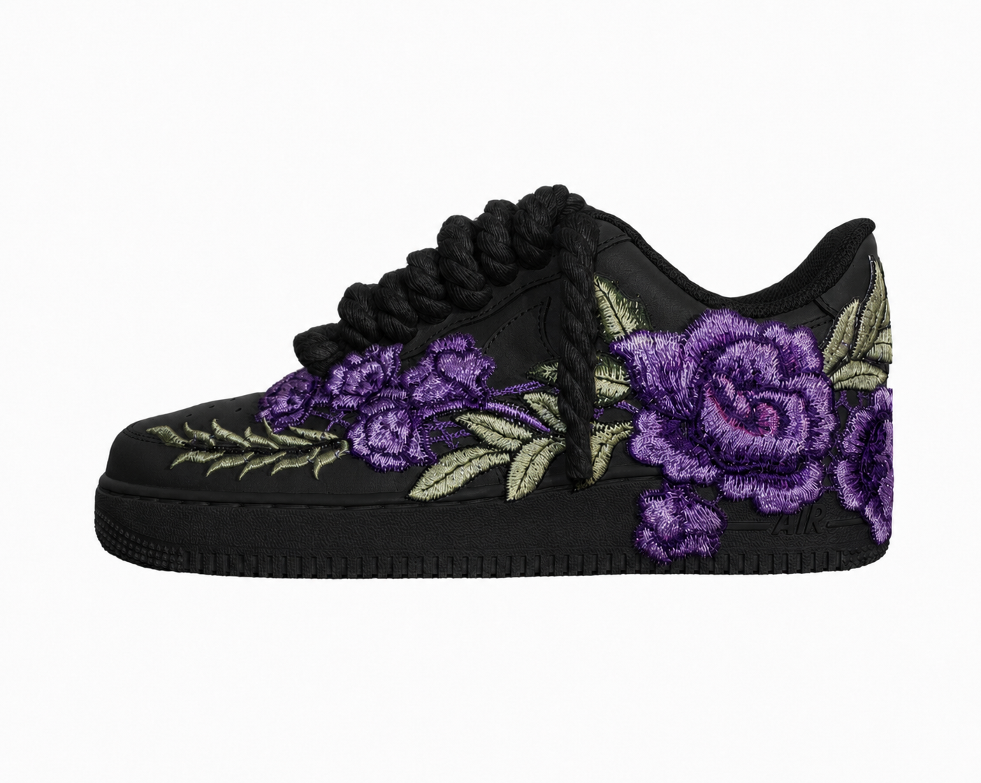 AF1 Preto - Flower + Rope Laces