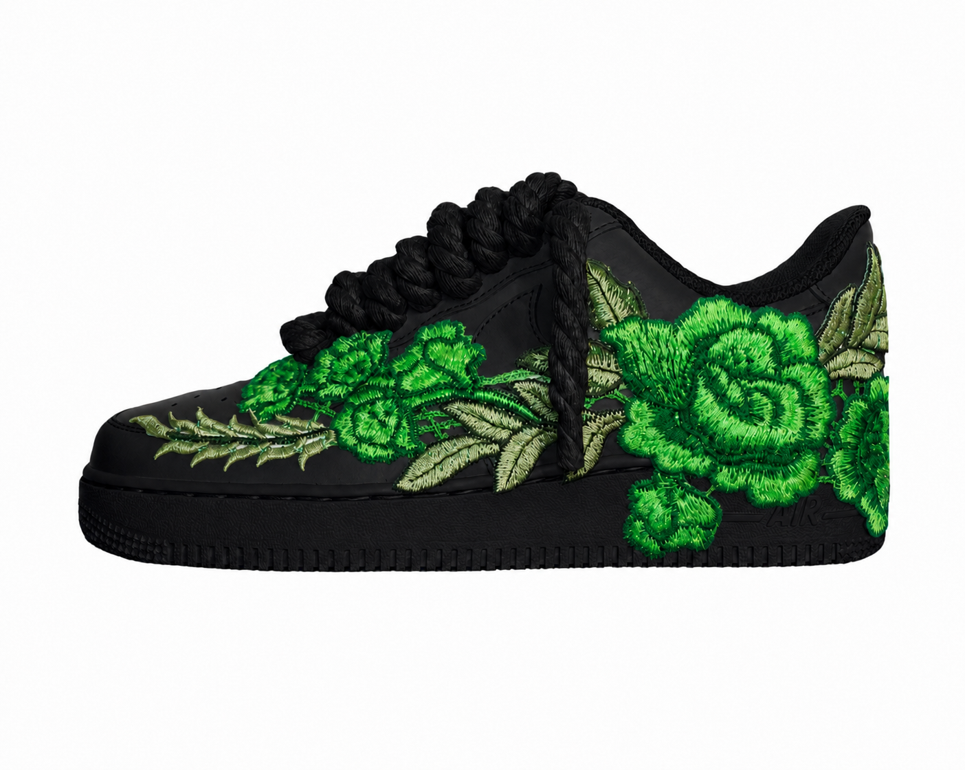 AF1 Preto - Flower + Rope Laces