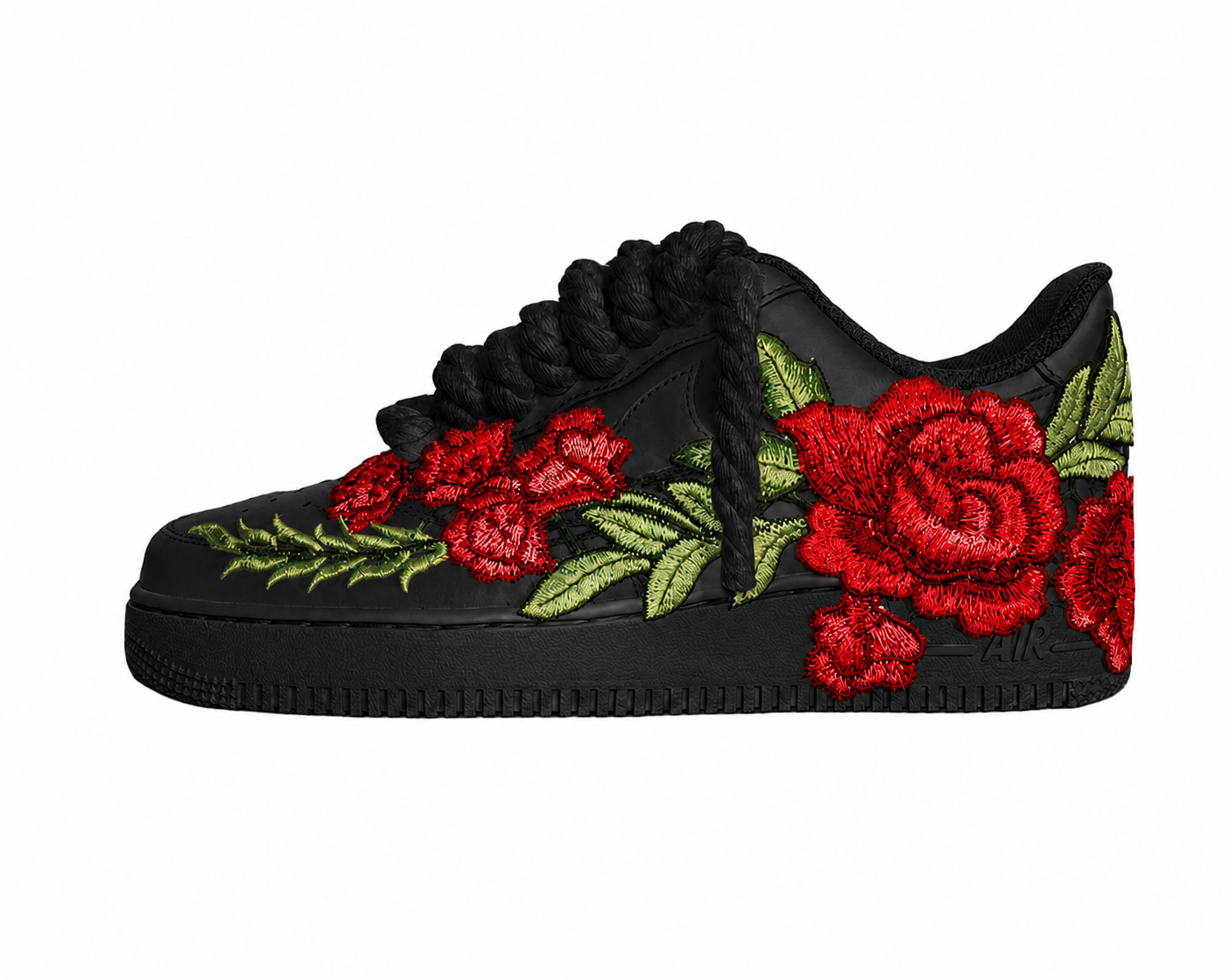 AF1 Preto - Flower + Rope Laces